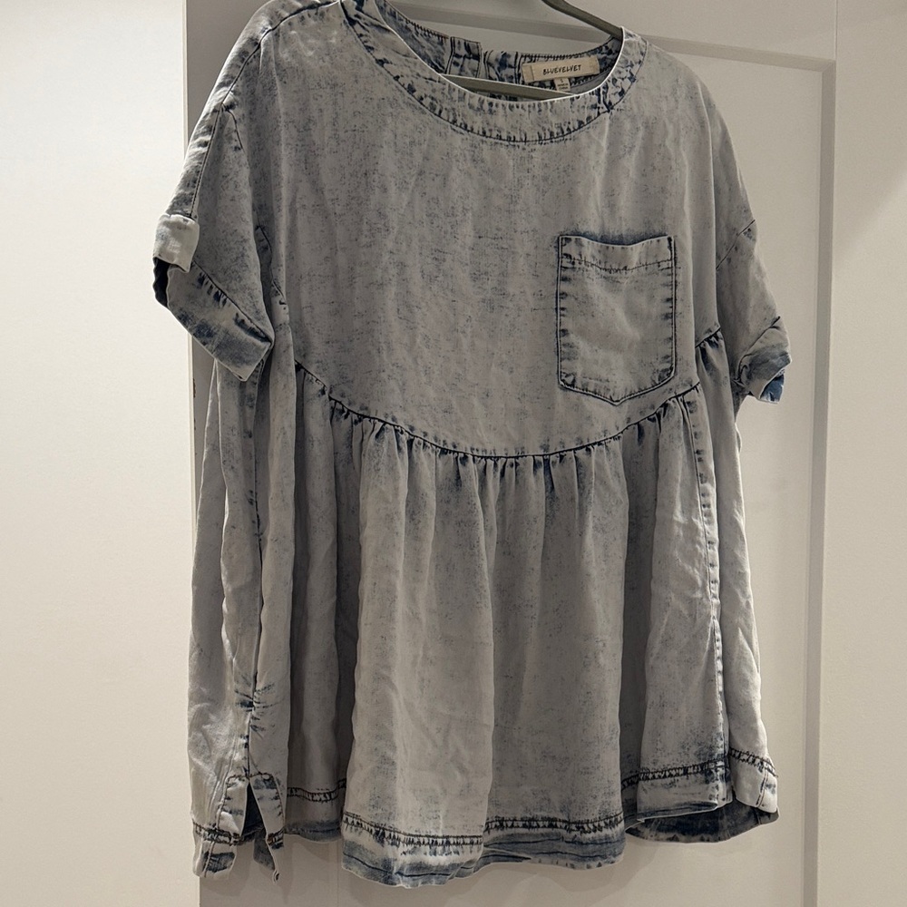 Velvet Light Blue Denim Top